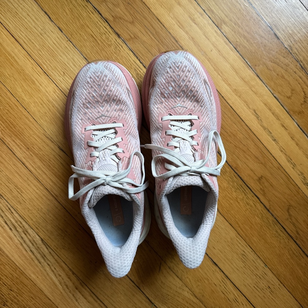 Hoka Women's Athletic Shoes in Pink and White